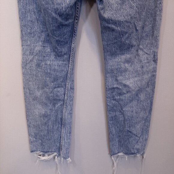 Bershka Emma Distressed Stonewash Jeans High Rise Slim Straight Ankle Denim - Picture 10 of 14